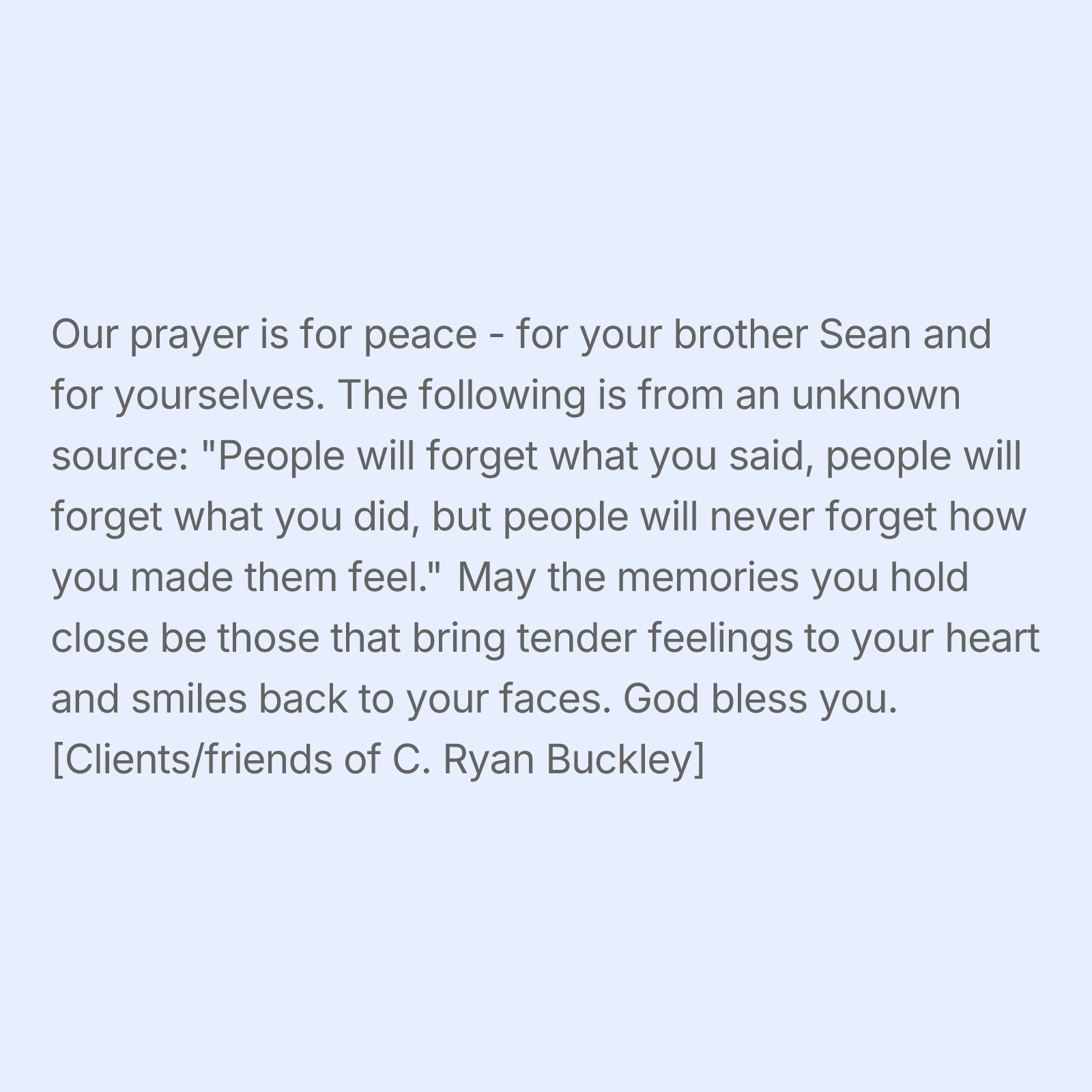 Tribute Wall | Sean Patrick Buckley
