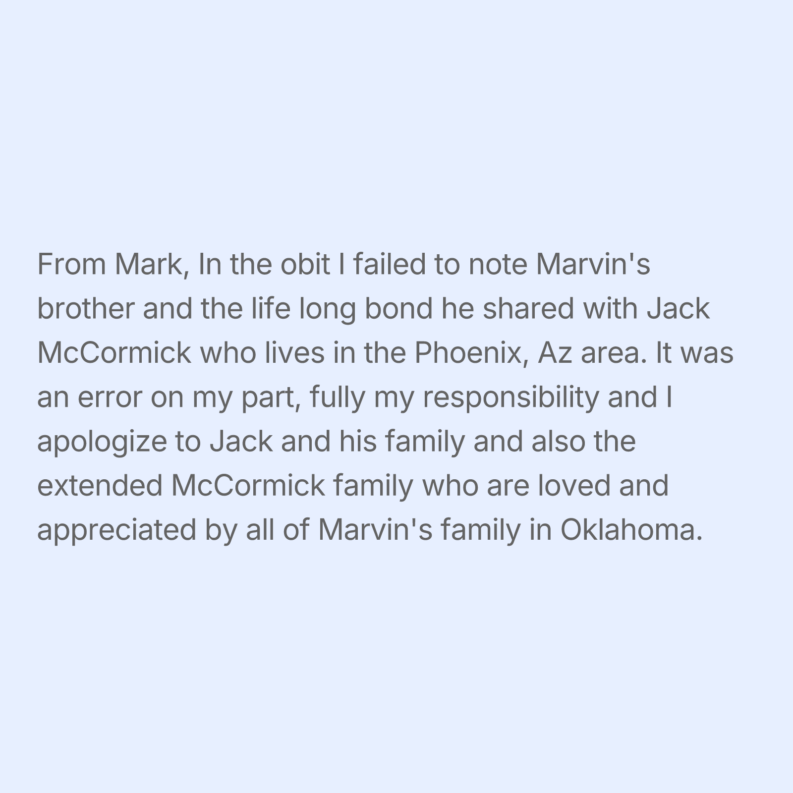 Tribute Wall | Marvin Lee McCormick, image size:1600x1600