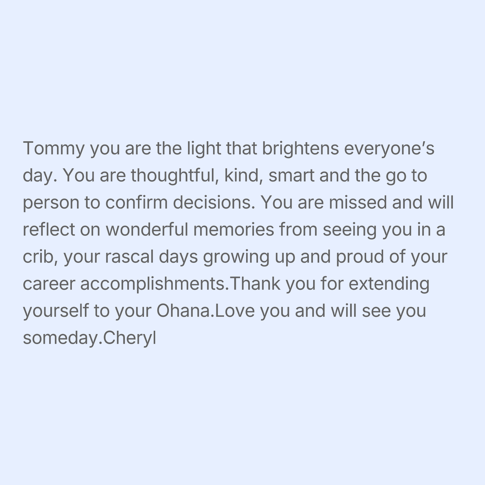 Tribute Wall | Tommy Tomekichi Medina