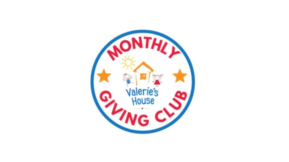 A vibrant logo showcases the Monthly Giving Club with playful colors and cheerful symbols.