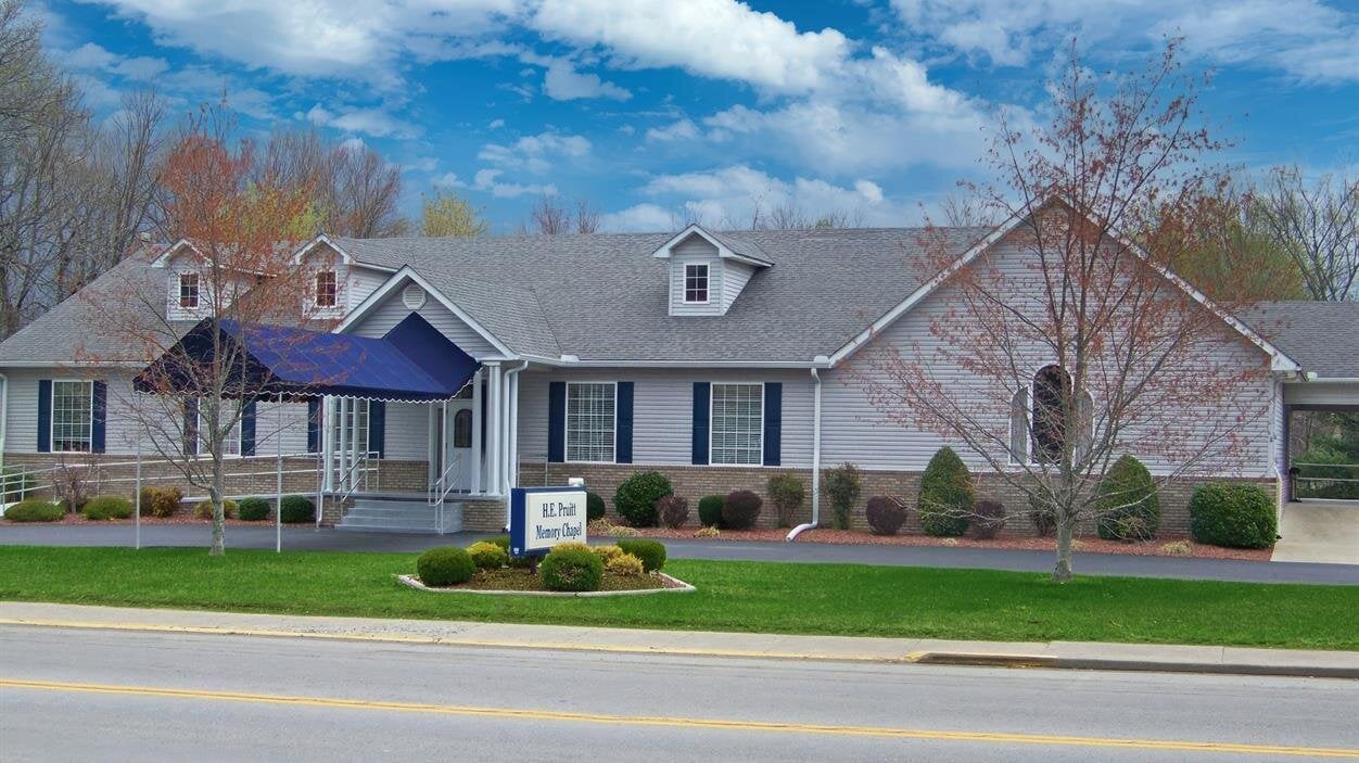 A house with a blue awning