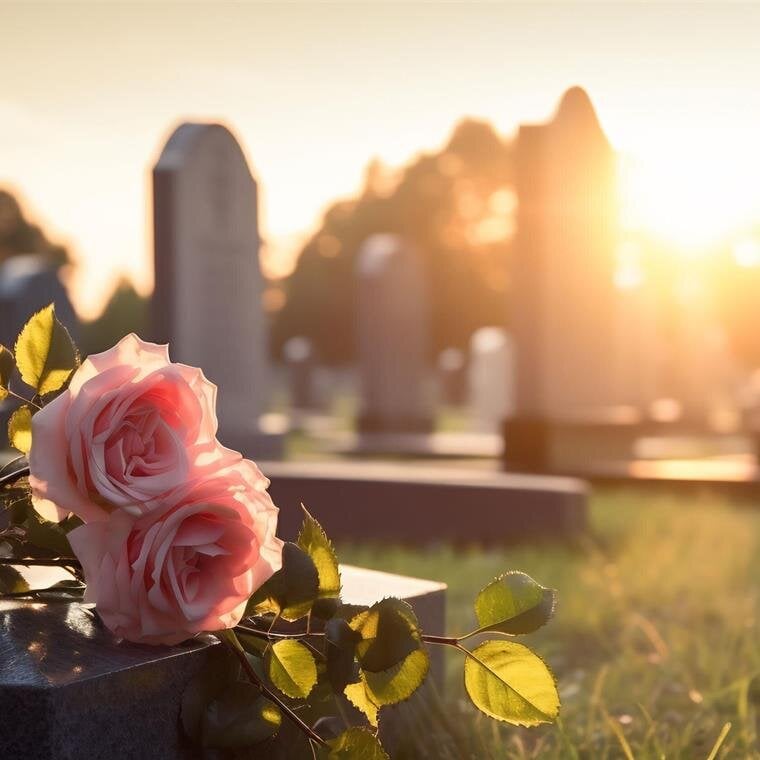 A pink roses on a grave