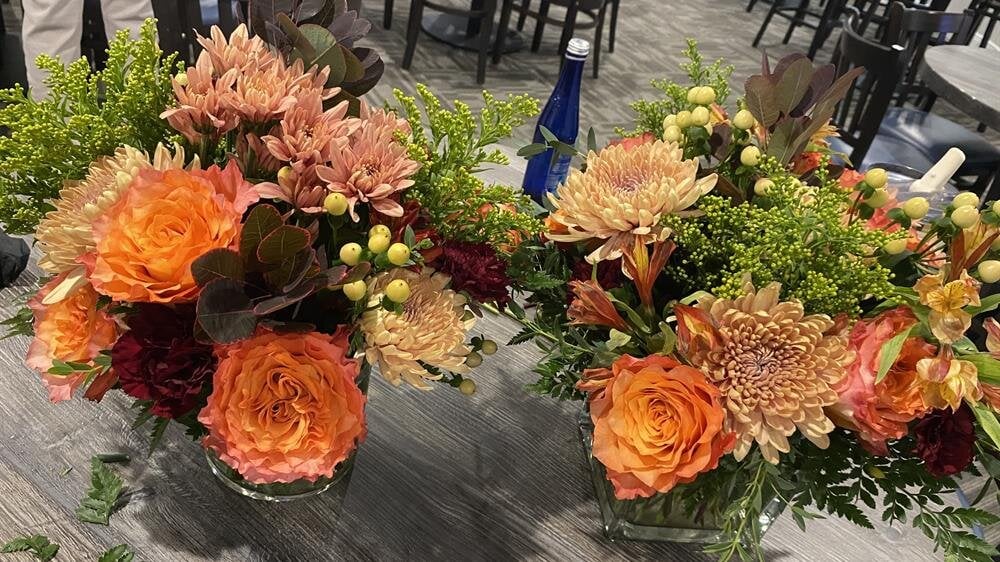 A group of flowers on a table