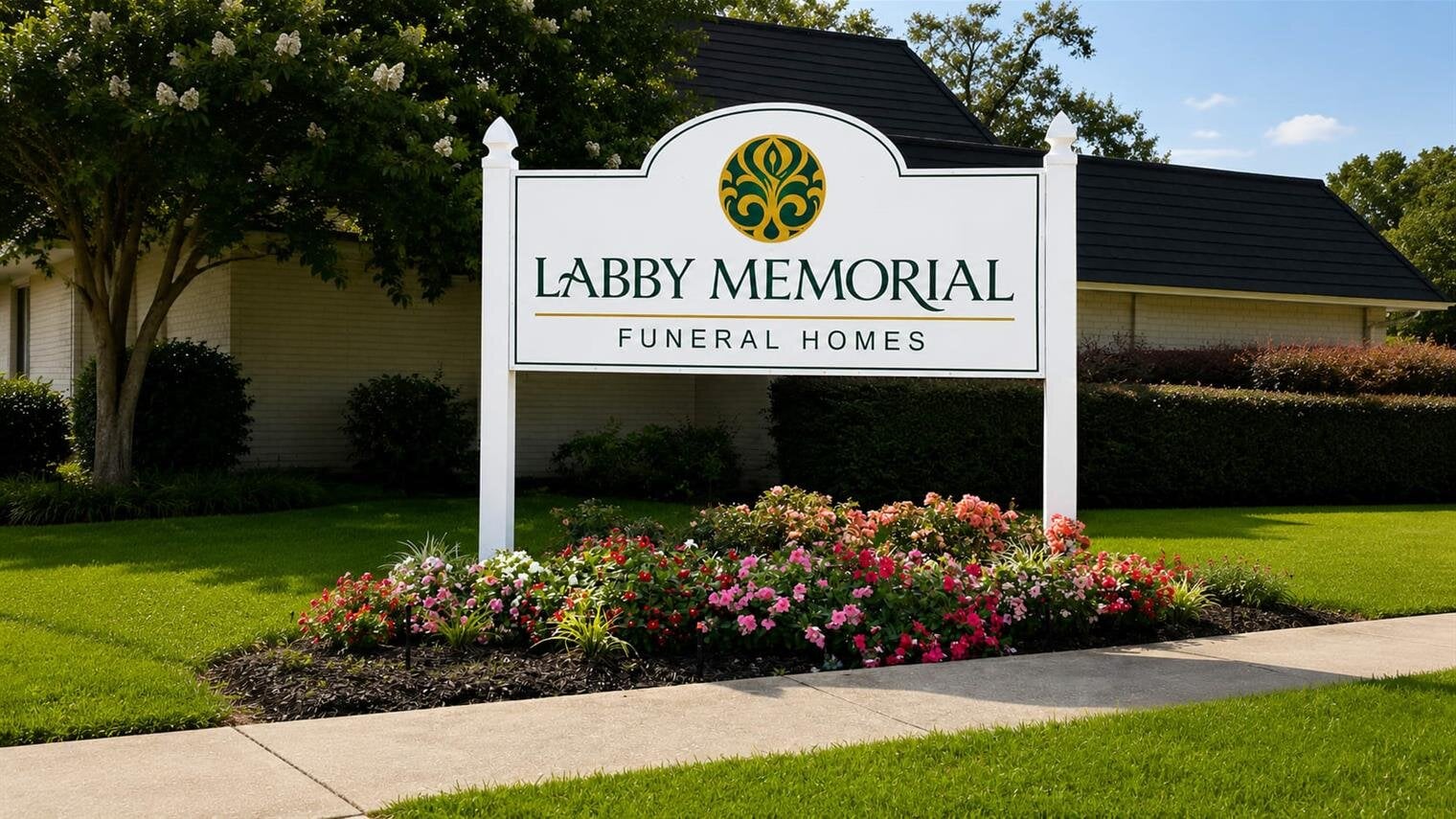 A sign in front of a building