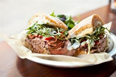 A sandwich on a plate
