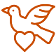 A bird with a heart