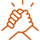 A black line drawing of hands holding each other