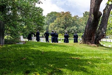 A group of people standing in a line