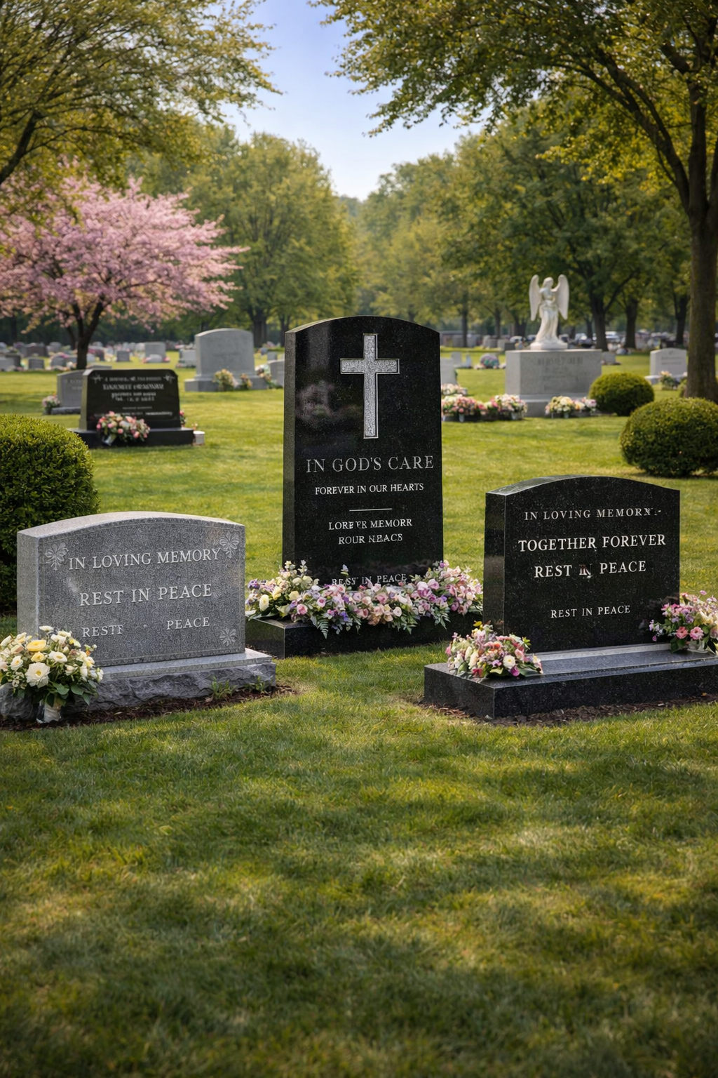 Cemetery grave markers and monuments in Schenectady NY with peaceful surroundings