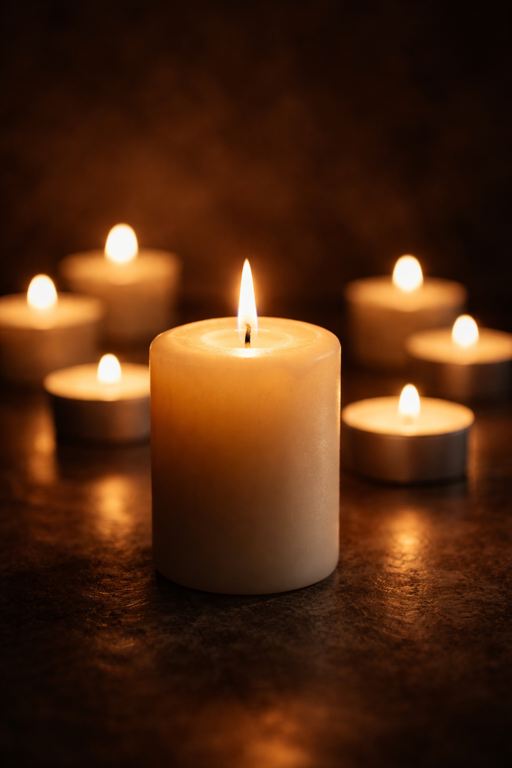 Warm candlelight glow in darkness in South Coffeyville OK