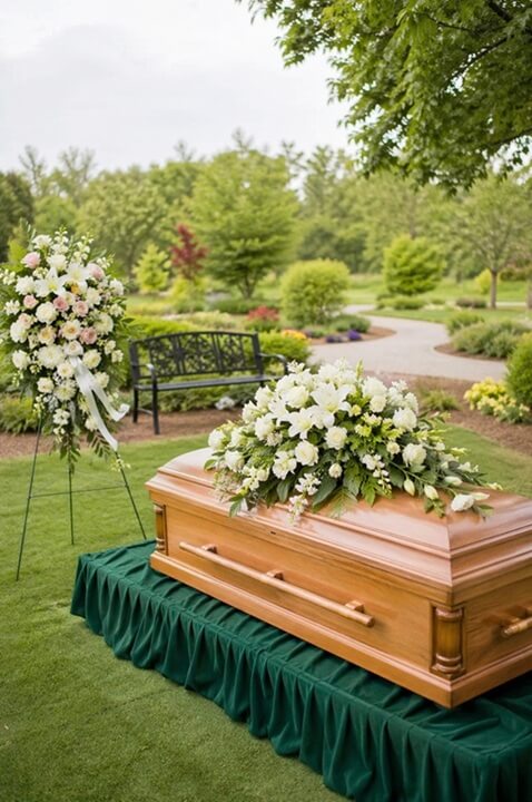 a serene outdoor memorial service in Maple Shade, NJ