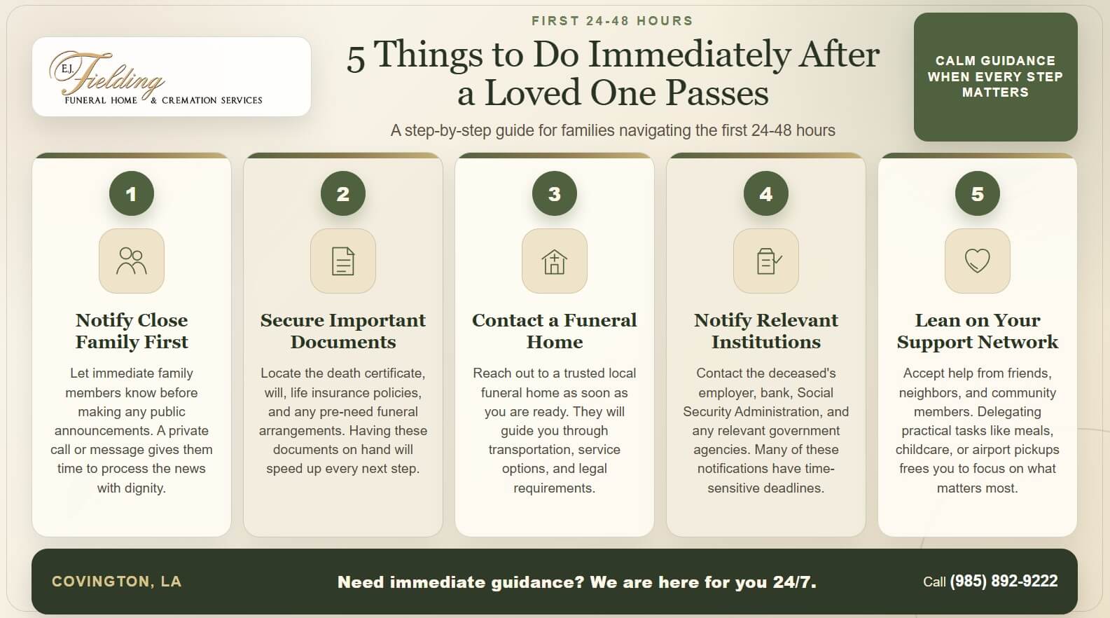 5 Things to Do Immediately After a Loved One Passes in Covington, LA