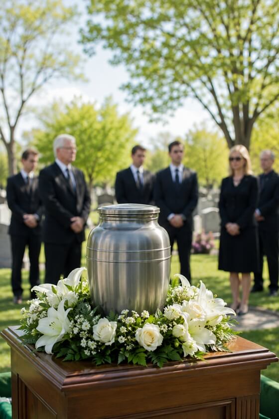 an outdoor memorial service after a cremation in Covington, LA