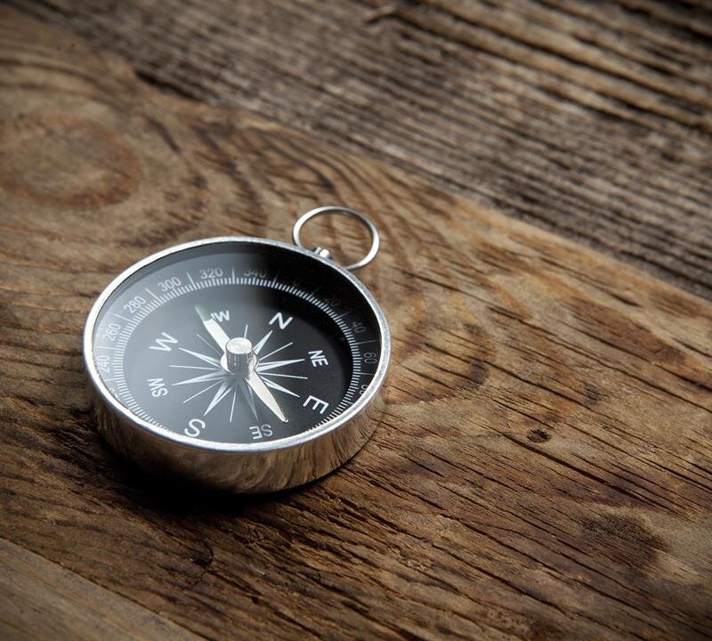 Compass sitting on a table