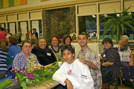 A group of people sitting at a table