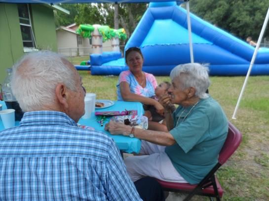 A group of people sitting at a table