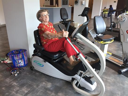 A woman on an exercise machine