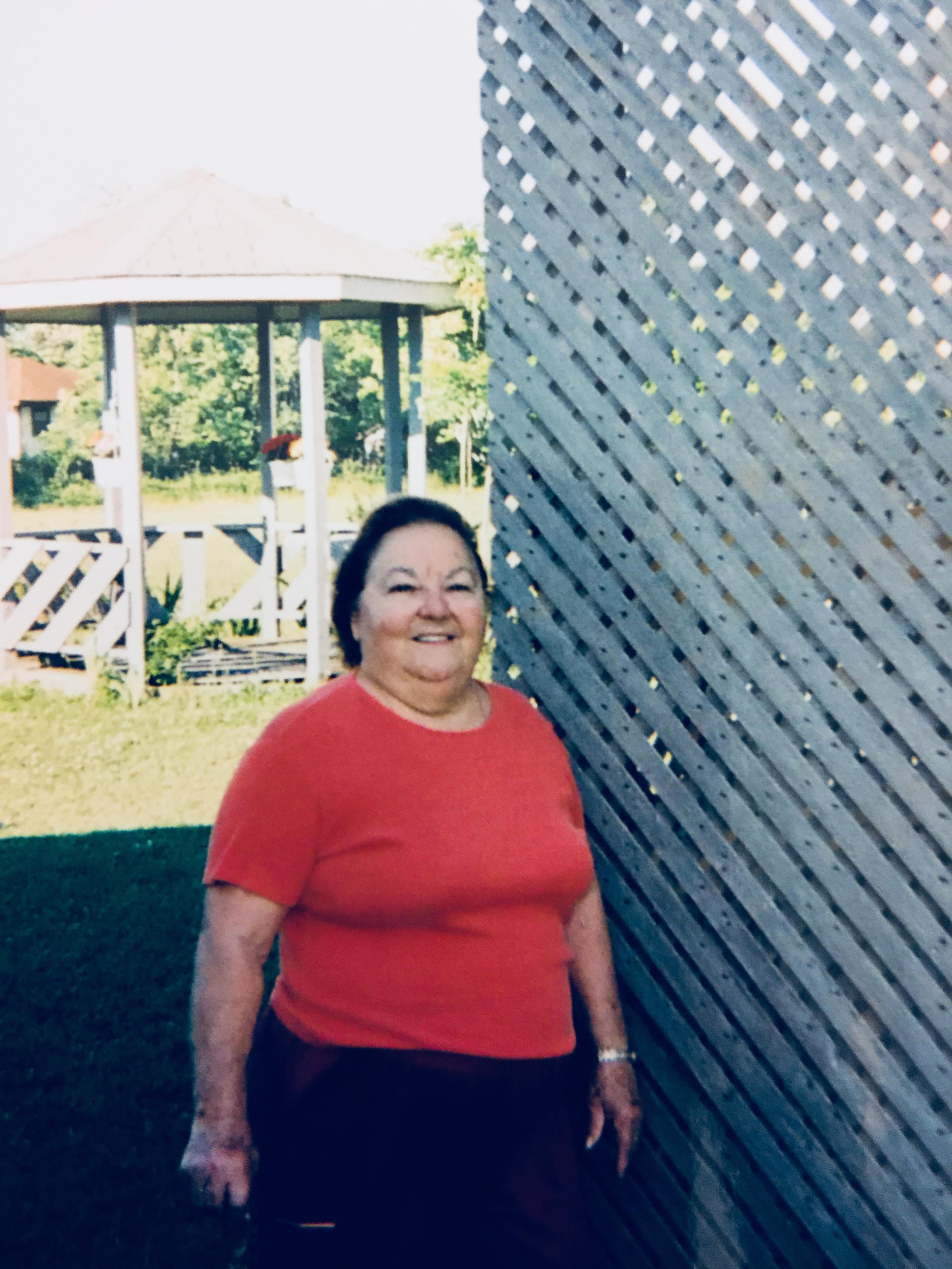 A woman standing in front of a fence