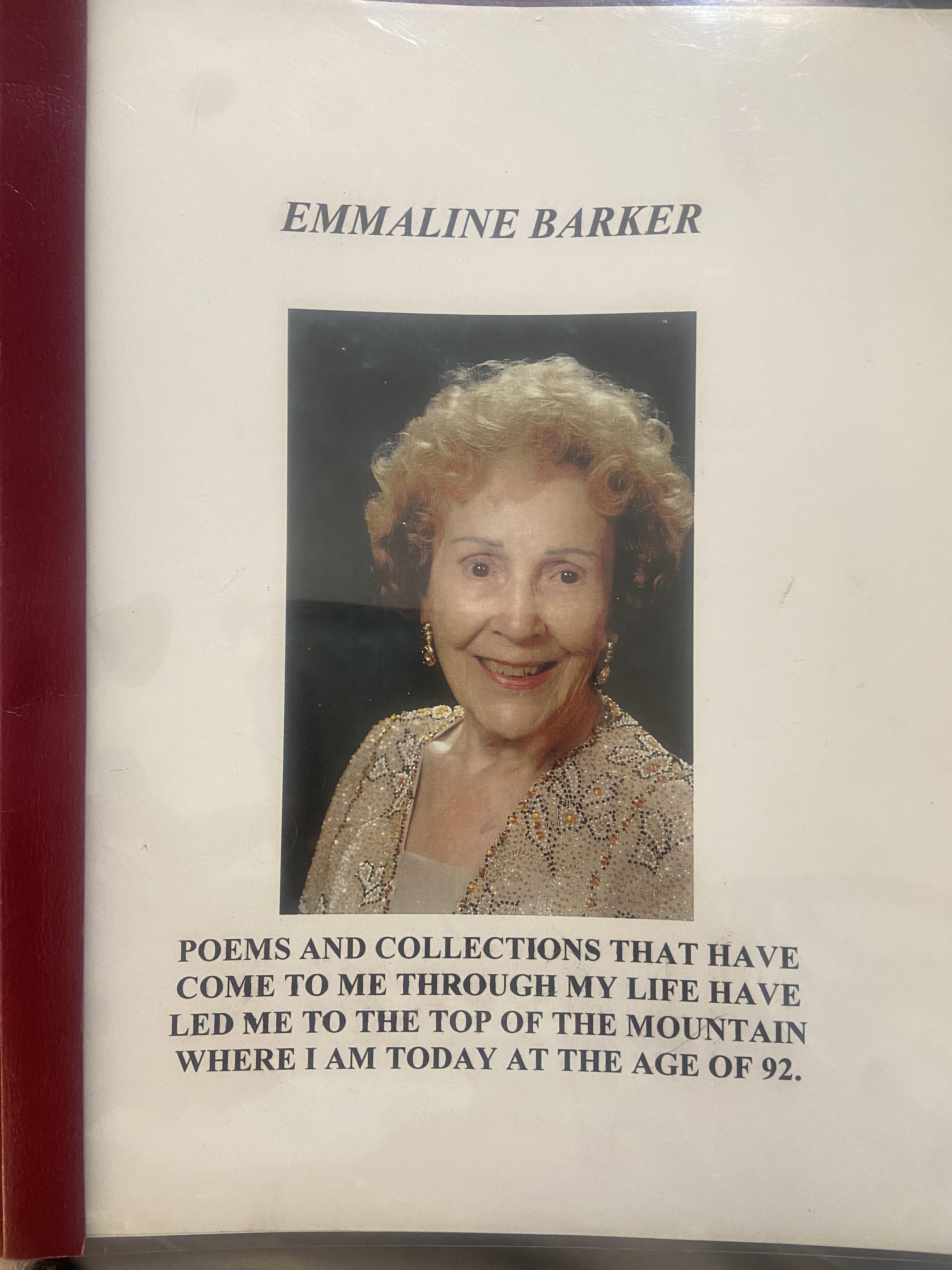 Emmaline Barker reflects on her life experiences through her poetry collection at age 92.