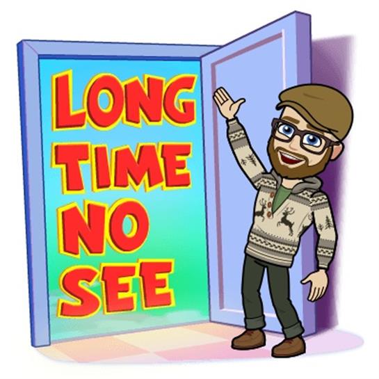 A cheerful person waves from an open door, signaling a reconnecting moment after time apart.