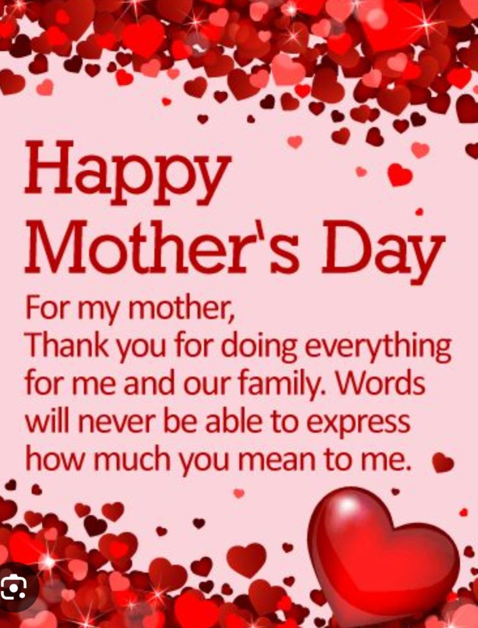 This greeting card conveys a warm message of appreciation and love for a mother on Mother's Day.