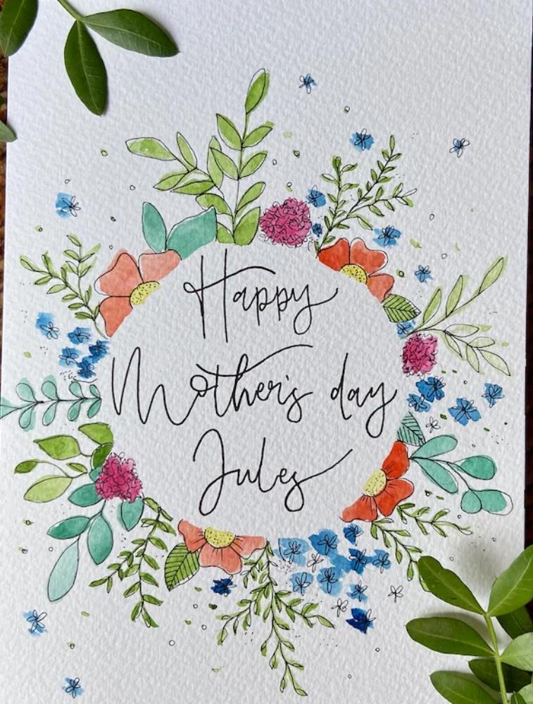 Beautifully designed card with colorful flowers and a heartfelt Mother's Day greeting for Jules.