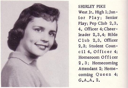 Shirley Pike smiles in a formal portrait taken at West Jr.