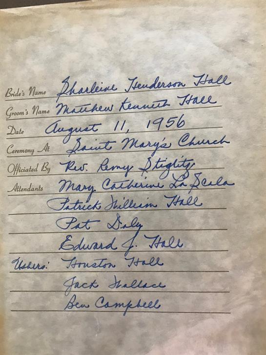 Document detailing the birth of Matt Hall, including names and signatures of witnesses.