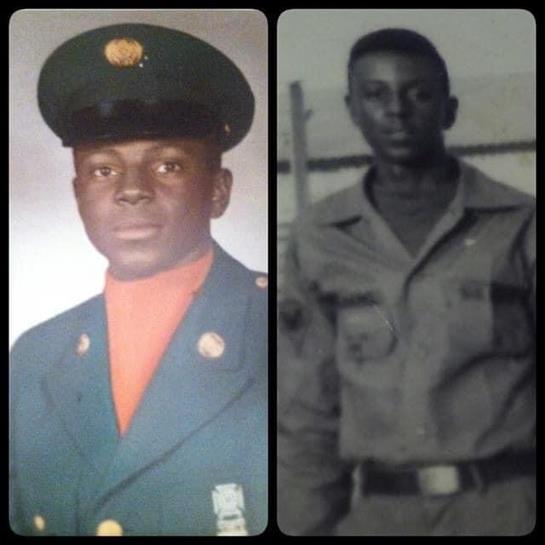 Two young soldiers stand confidently in their military uniforms, capturing a moment of pride.