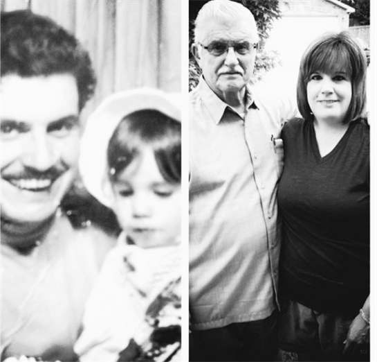 A man holds a girl as an older man stands with a woman, highlighting family bonds.