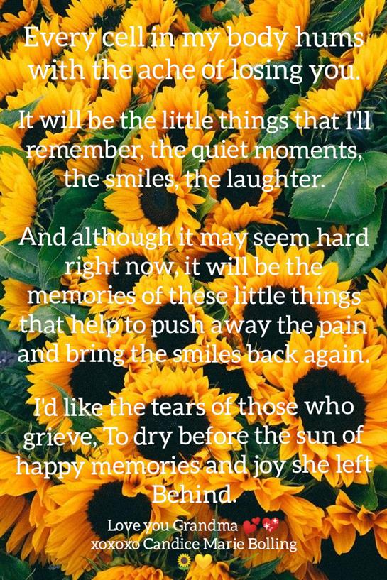 A vibrant array of sunflowers and reflections on cherished memories and grief.
