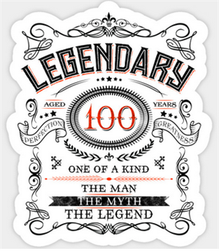 A decorative emblem honors a century of greatness and the essence of a legendary individual.