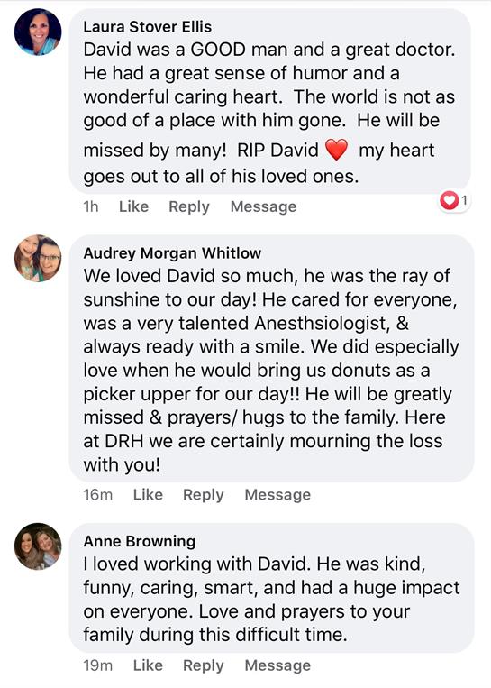 Friends and family share loving memories of a cherished doctor on social media after his passing.