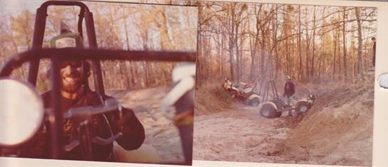 Friends together in autumn woods, exploring off-road with a truck and warmth of camaraderie.