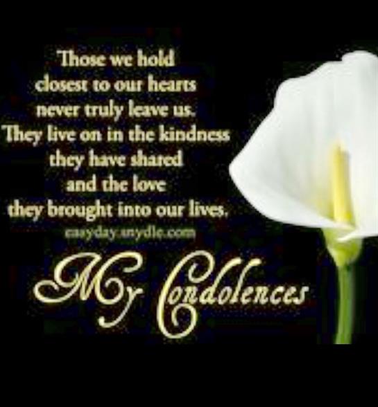 A touching message expresses love and remembrance, featuring a white flower on a dark background.