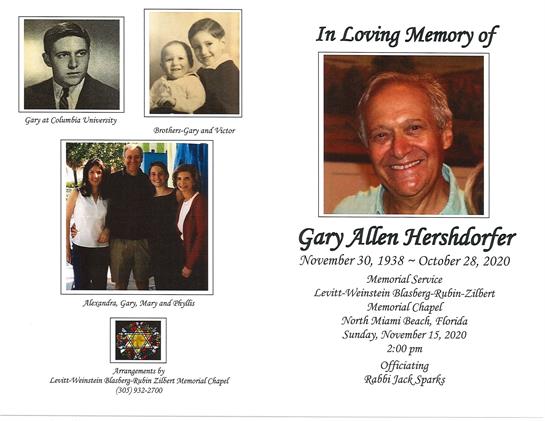 Family and friends gather to celebrate the life of Gary Allen Hershdoe in North Miami Beach.
