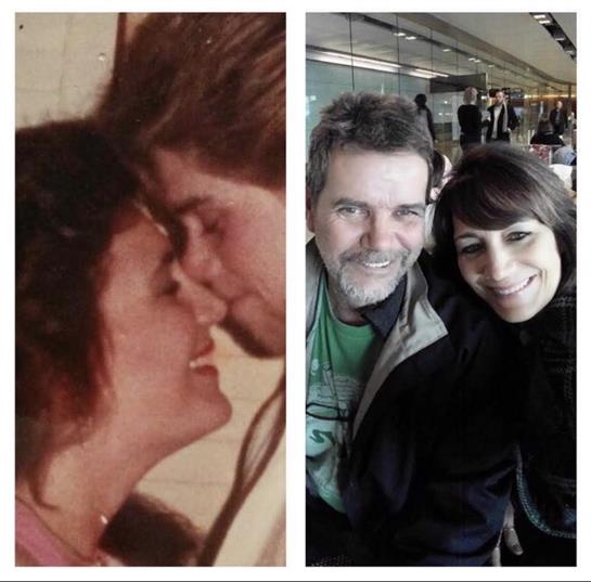 Romantic connection between a couple captured in two stages of their relationship at an airport.