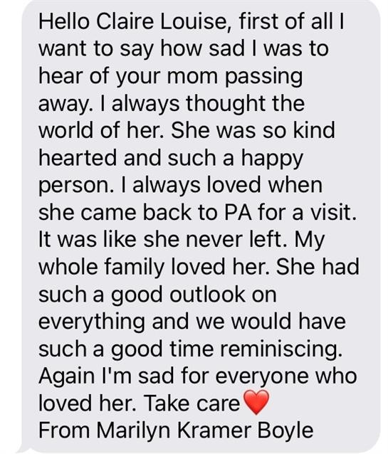 A touching message reflects on the joy and kindness of a beloved individual who has passed away.