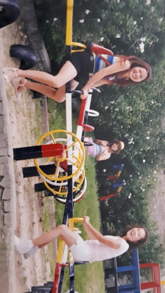 Kids enjoy a playful afternoon on a vibrant seesaw surrounded by greenery and laughter.
