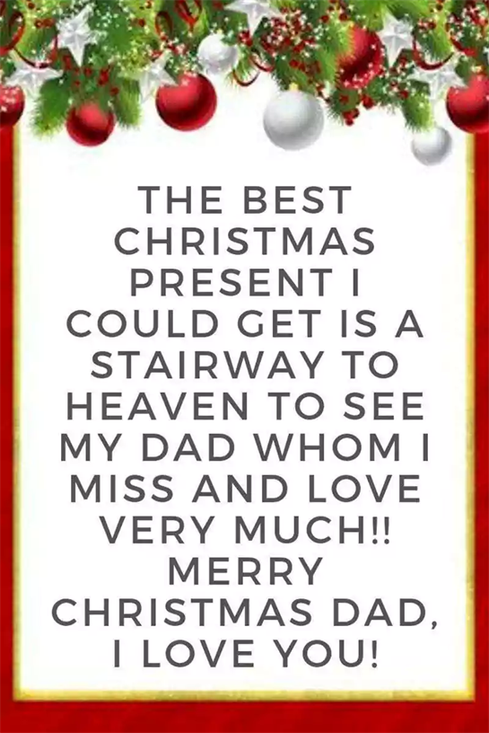 Touching message expresses longing for a father at Christmas, highlighting love and remembrance.