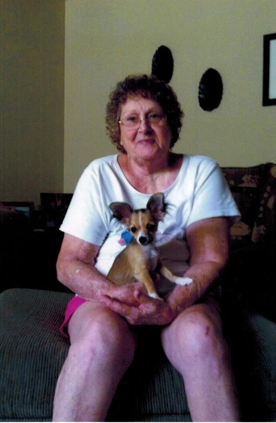 Elderly woman enjoys quality time with her small dog in a warm and inviting home.