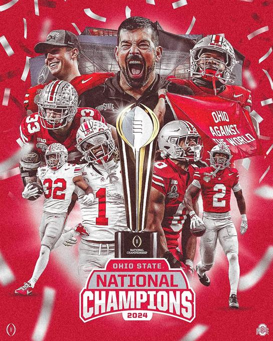 Ohio State celebrates its college football national championship with fans and players.