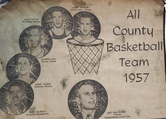 This board honors the 1955 All County Basketball Team and their amazing achievements.