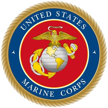 Emblem showcases the Marine Corps symbol featuring an eagle, globe, and anchor design.