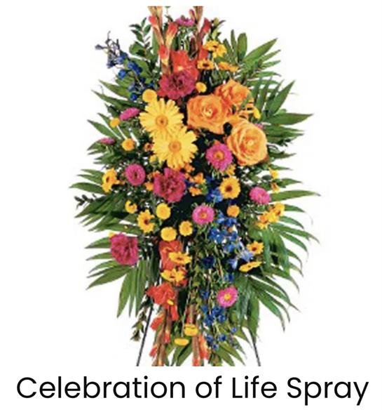 A beautiful arrangement of assorted flowers in various colors for a celebration of life event.