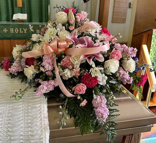 A bouquet of flowers on a table