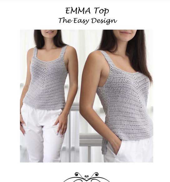 A woman wearing a grey crochet top