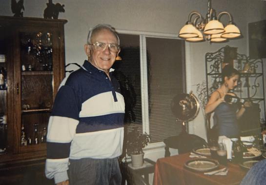 A man in a striped shirt