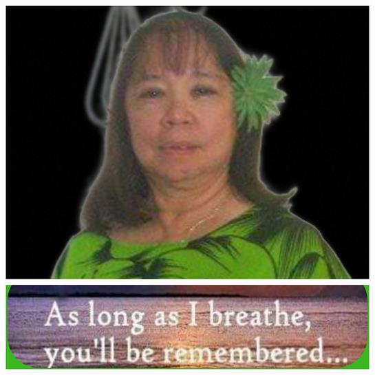 A woman with a flower in her hair smiles gently while conveying a message of remembrance.