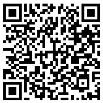 A QR code stands out against a backdrop of people engaging with a public event in the city.